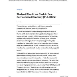 2025/182 - Thailand Should Not Rush to Be a Service-based Economy