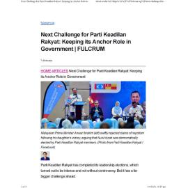 2025/194 - Next Challenge for Parti Keadilan Rakyat: Keeping its Anchor Role in Government