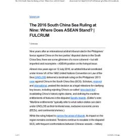 2025/227 - The 2016 South China Sea Ruling at Nine: Where Does ASEAN Stand?