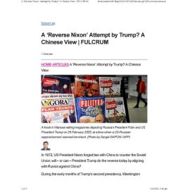 2025/230 - A ‘Reverse Nixon’ Attempt by Trump? A Chinese View