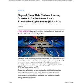 2025/285 - Beyond Green Data Centres: Leaner, Smarter AI for Southeast Asia’s Sustainable Digital Future