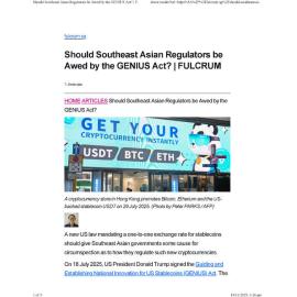 2025/293 - Should Southeast Asian Regulators be Awed by the GENIUS Act?