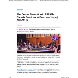 2025/313 - The Gender Dimension in ASEAN–Canada Relations: A Beacon of Hope