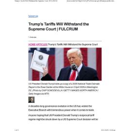 2025/341 - Trump’s Tariffs Will Withstand the Supreme Court