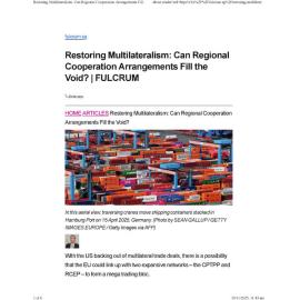 2025/342 - Restoring Multilateralism: Can Regional Cooperation Arrangements Fill the Void?